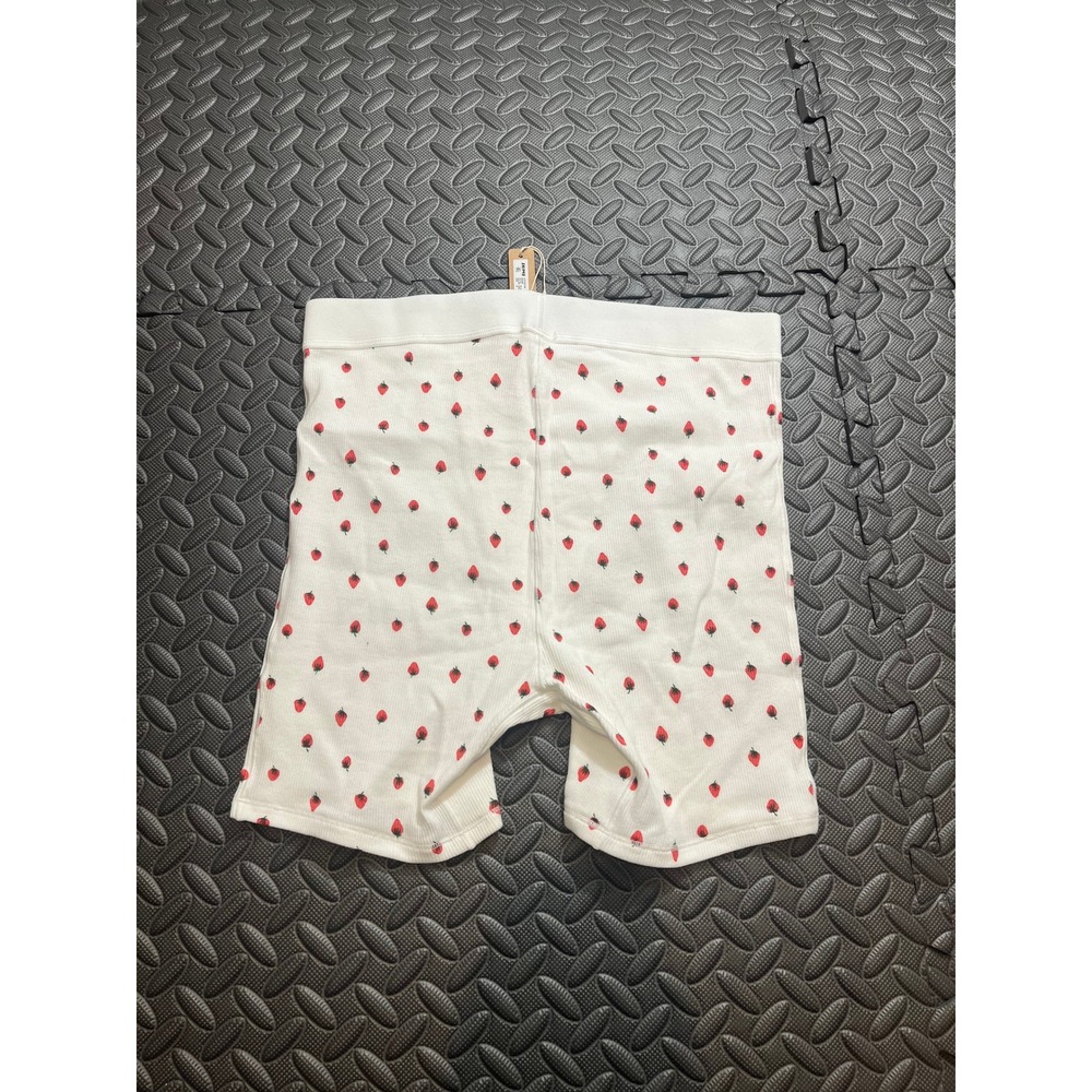 NWT Skims Cotton Ribbed Boxers Strawberry Print White Womens Size Medium - Picture 6 of 8